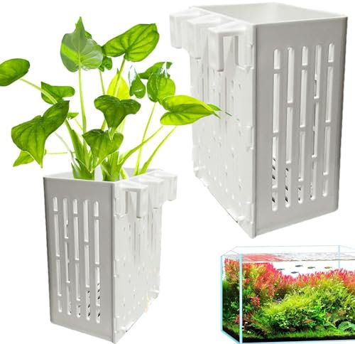 Lot de 2 supports de aquaponiques pour aquarium | Pots de fleurs multi-usages pour aquatiques pour fougère d'eau, croissance des lentilles d'eau (11 x 8 x 6 cm)