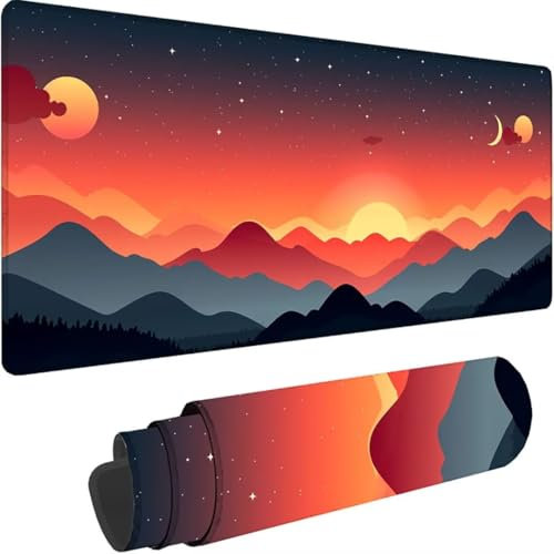 Red Mouse Pad 1500x800 mm xxl Mouse Mat Mountain Large Gaming Mouse Mat Improved Precision and Speed, with Precision Locked Edges, Non-Slip Rubber Base for Home Office Work Large Desk Mat, Gifts 0-C