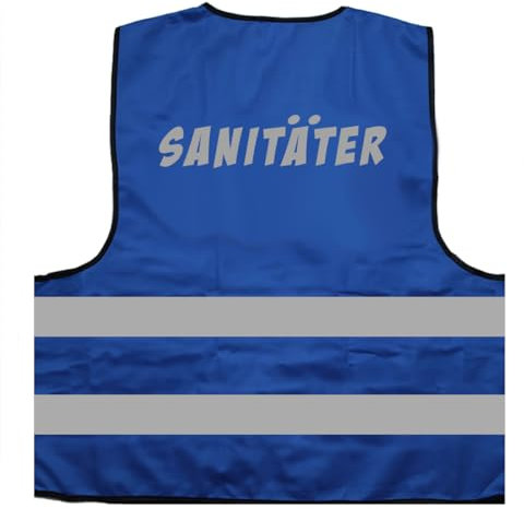 Sanitäter Rettungsdienst Warnweste BZW. Signalweste mit reflektierendem Aufdruck - Größe S/M, Blau