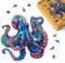 Figured'Art Holzpuzzle Erwachsene und Kinder 200 Teile Tiere - Bunter Oktopus - Originelles Design 28,4x28,5 cm Einzigartige Form mit Premium-Holzkiste
