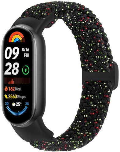 Bcuckood Geflochtenes Armband Kompatibel mit Xiaomi Smart Band 10/9/8, Elastisches Uhrenarmband Solo Loop Nylon Dehnbares Ersatzarmband für Xiaomi Smart Band 10/9/8 für Damen Herren