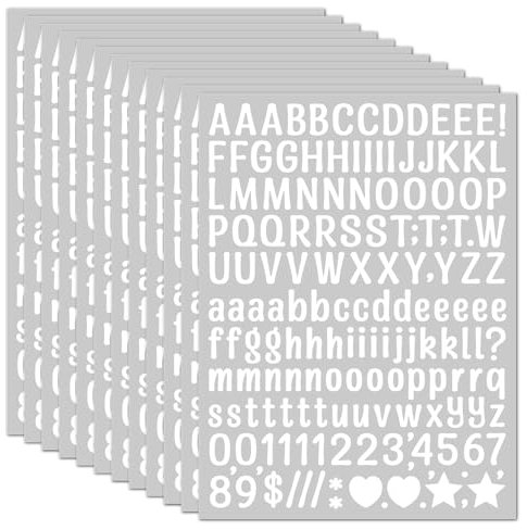 WD&CD 0.5 Inch 15Sheets Self Adhesive Vinyl Letter Number Symbol Stickers Alphabet for Kids Mailbox Suitcase Guitar Water Bottle Laptop Guitar Phone Case Scrapbooking, Artistic Letters White