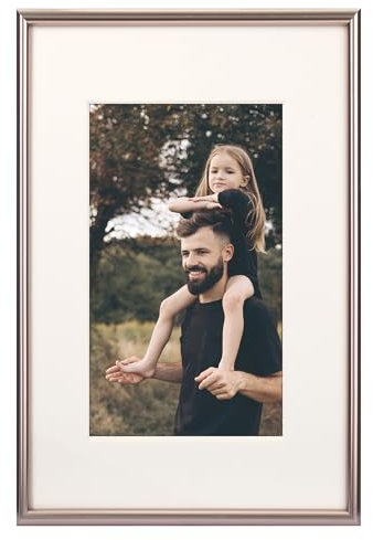 HMETOL Aluminum Modern Art Picture Frame for Photo and Poster, Wall Hanging Decor Photo Frame Rose Gold 4x6