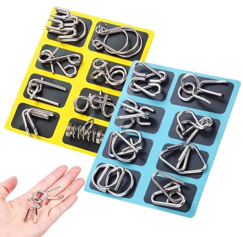 16 Stück Metall Knobelspiele Set 3D, Denksports Puzzle Metall Mit Ring Und Tragetasche, Leicht Und Robust, I Q Puzzle Knobelspiele Für Alle Altersgruppen Geburtstags Weihnachts Geschenke