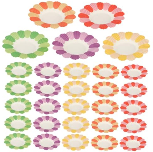 LRXIYODE 100 Pezzi Piatti di Carta Usa e Getta a Forma di Fiore Piatti da Festa Colorati per Compleanni e Feste per Stoviglie di Carta Leggere e Sicure per Uso Domestico e Catering