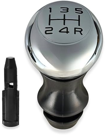 1neiSmartech Pomo para palanca de cambios de 5 marchas compatible con Citroen C3, C4, Picasso y compatible con Peugeot 106, 206, 407, Partner, color plateado de metal, incluye adaptador de barra