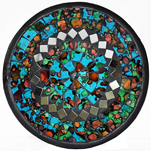 Simandra Mosaikschale Tonschale Glasschale Dekoschale Mosaik Kunsthandwerk Glassteine Deko rund Spiegel M Color Blau
