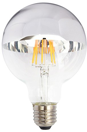 NCC-Licht LED Filament Leuchtmittel Globe G95 6W = 60W E27 Kopfspiegel silber 680lm extra warmweiß 2200K Retro Nostalgie
