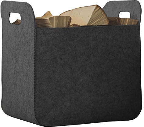 Rubberneck Filzkorb Aufbewahrungskorb mit Griffen, Eckig, Maße 25 x 35 x 35 cm, Anthrazit