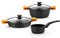 BRA Efficient | Batterie de cuisine 5 pièces en fonte d’aluminium avec revêtement antiadhésif, tous feux dont induction, Noir