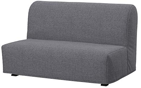 Soferia Sofabezug Kompatibel Mit LYCKSELE 2er-Bettsofa Sofaüberzug Sofaüberwurf Sofaschoner Cover Einfache Reinigung Allergiefrei Naturel Grau