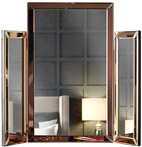 ice cream what's your flavour? Paloma Rose Gold Desktop Tri-Fold Mirror Vanity Bevelled Design Perfect For Makeup Dressing Table Bedroom
