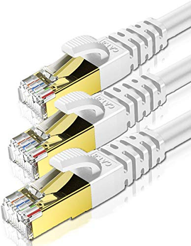 KASIMO CAT 8 Ethernet Cable 0.25M 3PK Round Network Internet Ethernet LAN Cable,High Speed 40Gbps 2000Mhz SFTP LAN Wires Internet Patch Cable with RJ45 Gold Plated Connector for Switch/Router