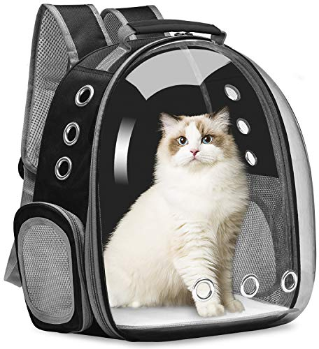 Katzentragerrucksack, Haustier-Tragerucksack für kleine und mittelgroße Katzen, Welpen, Hunde, Tragetasche, Welpenkapsel, Haustier-Tragetasche für Reisen, Wandern, Wandern, Camping, Schwarz
