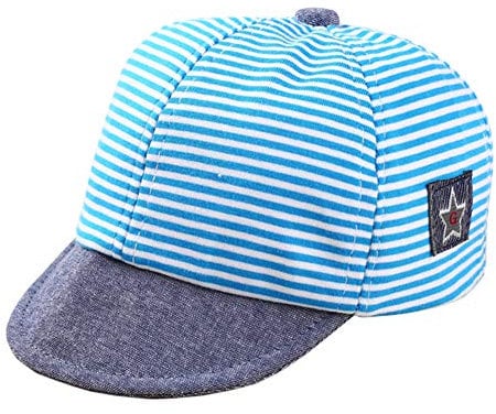 Vobozeany Vobony Berretto da Neonato Estivo Strisce Berretto da Baseball in Cotone Cappello da Sole Baseball con Visiera per Bambini (Blu)