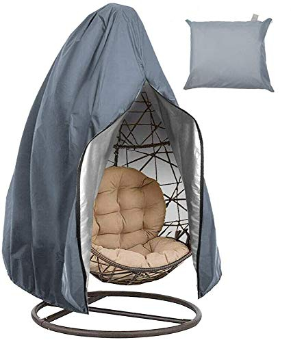 zimohe Abdeckung für Hängesessel, Winddicht, Wasserdicht, UV-Beständiges, Reißfest 210D Oxford Gewebe Hängekorb, Schwingsessel, Hängestuhl Schutzhülle (190 x 115 cm) (grau)