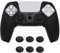 PlayVital Coque Protection pour ps5 Manette,Housse Silicone avec Capuchon Joystick pour ps5 Controller Cover Skin Antidérapante Compatible avec Station de Charge-Noir