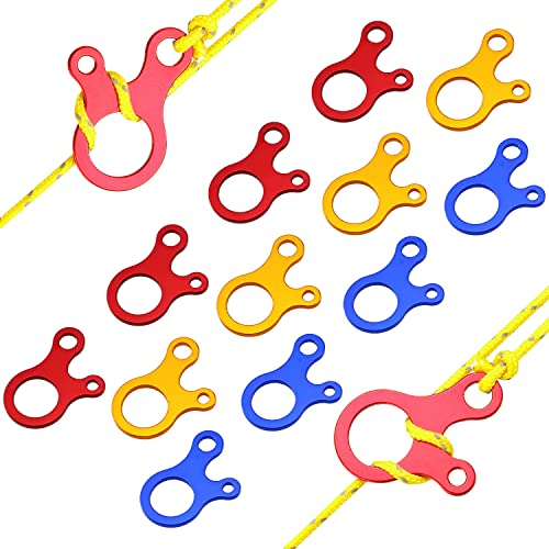 FYSL Seilspanner Camping 12 Stücke Zeltleinenspanner schnurspanner 3 Loch Cord Adjuster Zelt Spanner Seil Teller Aluminium für Picknick, Outdoor Aktivitäten, Zeltzubehör
