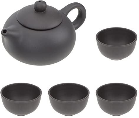 Cabilock Wasserkanne Chinesische mit 4 Zisha Ton Topf Teeservice Teekessel Wasserkocher Teekocher Teebereiter für Lose Blatt Outdoor Picknick Küche Restaurant Lila