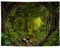 Fullfun Wandteppich mit Bachlauf, grüner Wald, origineller Waldbaumhöhle, Naturlandschaft, Wandteppich, Dekoration für Wohnzimmer, Schlafzimmer, Wohnheim, 127 x 152,4 cm
