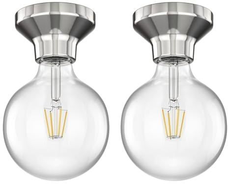 ledscom.de 2 Stück LED Deckenleuchte Elektra Porzellan silber Kugel inkl. E27 G125 Lampe warm-weiß 838lm
