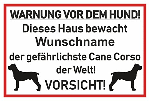 Samunshi® Aufkleber Cane Corso Warnung - Schild Sticker Hinweisschild Warnschild Vorsicht Hund 50 x 33cm Cane Corso Warnung schwarz