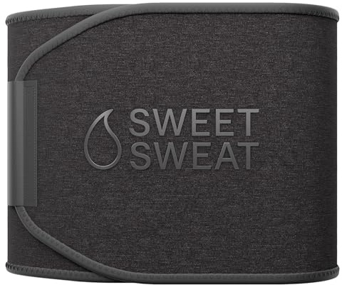 Sports Research Sweet Sweat Waist Trimmer (Core Series) - Premium Sweat Enhancing Fitness Band for Women & Men - Adjustable Fit · Latex-Free Neoprene - Matte Black, Large
