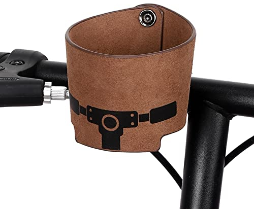 Leling Bicycle Cup Holder, Leather & Nylon, Brown, 360° Rotatable, Easy to Install & Use
