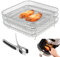 8inch Air Fryer Rack for Ninja Three Layer Stackable Dehydrator Racks Stainless Steel Square Air Fryer Basket Tray Air Fryer Accessories Fit for 5.8QT COSORI Air Fryer and 7.5L-8L Square Air Fryer