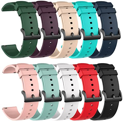 Silikon-Armband kompatibel mit Amazfit Active 2/Active/GTS 4/GTS 3/GTS 2 Mini/GTS 4 Uhrenarmband für Amazfit GTR mini/Bip 3/Bip 3 Pro Ersatzband (10 Farben)