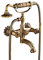 HomeLava Wannenarmatur Antik Messing Zwei Griffe Badewanne Armatur Inkl Brausehalter Und 1,5M Duschschlauch Retro-Stil Mit Umsteller & Keramikkartusche Aufputz Badewanne Wasserhahn - Dusche Set