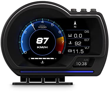 AMROOLOO Dual System Car Head-Up Display, with GPS + OBD Two Modes, OBD Car Display, GPS Speedometer, Suitable for All Cars