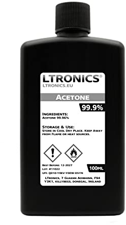 Acetone 99.96% High Purity, Solvent, Nail Polish Remover - 100ml Twist Cap