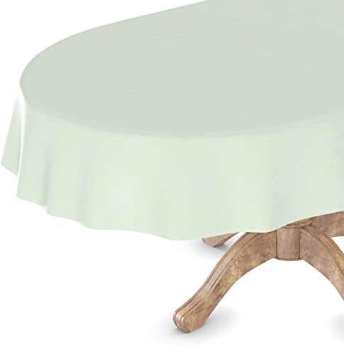 Wachstuchtischdecke Wachstischdecke Tischdecke abwaschbar Gartentischdecke Wachstuch Eckig rund oval Oval 140 x 240cm Schnittkante Falschuni Hellgrün