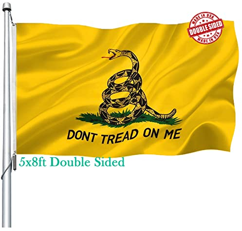 Dont Tread on Me Flagge, doppelseitig, 12,7 x 20,3 cm, für den Außenbereich, strapazierfähig, Gadsden Don't Tread on Me Flaggen, Banner mit 2 Messingösen, 4 Reihen genäht
