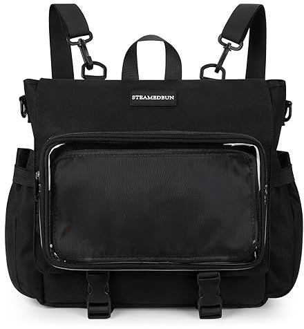 STEAMEDBUN Kawaii Schulrucksack für Teenager-Mädchen, niedlicher ästhetischer Ita-Rucksack mit Einsatz, Schwarz, 15 x 4.5 x 12.5