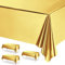 POPOYU 3 Stück Gold Tischdecken 137x274cm Kunststoff Rechteck Tischdecken,wasserdichte Kunststoff-Tischdecken für Tische im Indoor und Outdoor Partys,Geburtstage, Hochzeiten,Haushalt Partyzubehör