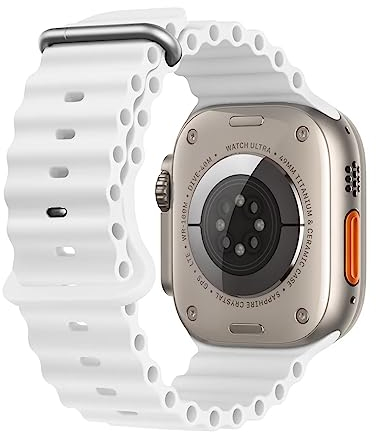 HdanMole Silicone Ocean Cinturini Compatibile con Apple Watch Ultra 2 / Ultra 49mm 45mm 46mm 44mm 42mm 41mm 40mm 38mm, Soft Sport Cinturino per Serie 10 iWatch Ultra 9 8 7 6 5 4 3 2 1 SE, Bianco
