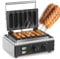 Commercial French Hot Dog Waffle Maker Iron Machine 1550W Electric Nonstick Corn Dog Maker 5 PCS HotDog Cheese Stick Press Iron, 50-300℃ Temp Control, 5-min Timer French Muffin Cooker 6pcs