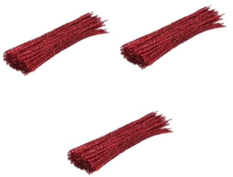 EXCEART 300piezas Decorativos De Chenilla Rojo Para Manualidades Infantiles y Adornos De Árbol De Navidad y Diversión