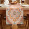 Boho Tischläufer Vintage 33 x 183 cm Orange Bunt Tischläufer Leinen Abwaschbar Türkischer Style Tischdecke Landhausstil Dekoration für Bauernhaus Esszimmer Party Urlaub Tabletop Dekor