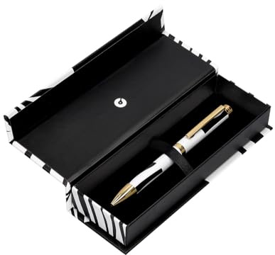 BELIUS Kugelschreiber DUALITA Körper Schwarz Farbe Weiß Tinte Blau Design Box
