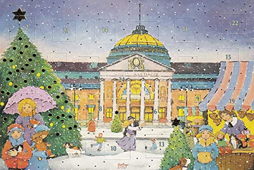 Nostalgischer Adventskalender Wiesbaden aus Karton zum aufhängen A4