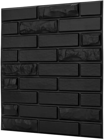 NOVECRAFTO Brick Effect 3D Wall Panels - Pack of 6 Interior Cladding Sheets Covering 16.15 sqft | 1.5 sqm | 3D Wall Tiles Urban Brick Design in Matt Black-Size 19.7X 19.7in / 50x50cm