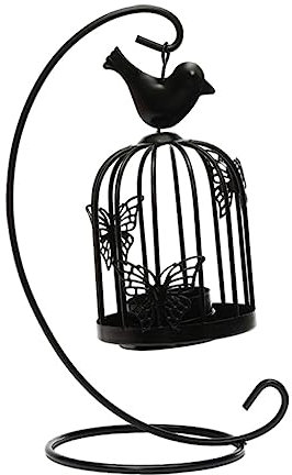 AOKWAWALIY Leuchter schwarzer Kerzenhalter marokkanische Kerzenlaternen Schwarze Kerzen Kerzenständer Kerzenhalter aus Metall Vogelkäfig Kerzenhalter Jahrgang schmücken Halterung