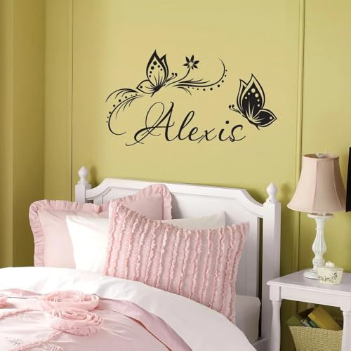 Adesivo Adesivo Da Parete In Vinile Con Nome Personalizzato E Farfalle For La Cameretta Della Bambina, Adesivi Murali Rimovibili Personalizzati For La Camera Da Letto, Adesivi Murali Con Nome