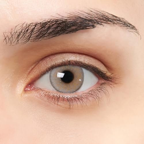 Bilbao VIP Lentillas de Color gris claro Diseño super natural con aro de definición 2 Lentes de contacto anuales + portalentes + pinza + aplicador