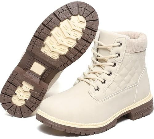 ziitop Winterschuhe Damen Schneestiefel Damen Kurzschaft Stiefel Wasserdicht Warm Gefüttert Winterstiefel Bequem rutschfeste Winterstiefel Outdoor Schuhe (Beige 38EU)
