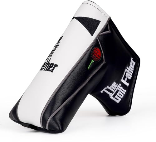 Golfschlägerhauben für Fahrer/Fairwayholz/Hybrid/1FH/Putter/Eisen/Handschuhe, Schwarz und Weiß, PU-Leder, Geschenk für den Golfvater