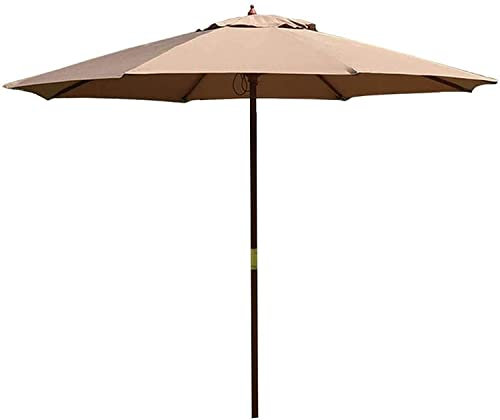 Sombrilla de Playa Sombrillas de Patio al Aire Libre Sombrilla de jardín de 2,7 m, Sombrillas de Madera para Exteriores con Poste de Madera y 8 Varillas, protección Solar para Playa/Patio/balcón/Pisci